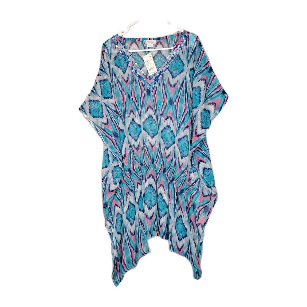 NWT Womens Embellished Swim Cover-up Tunic Sz Medium/Large Multicolor Resort